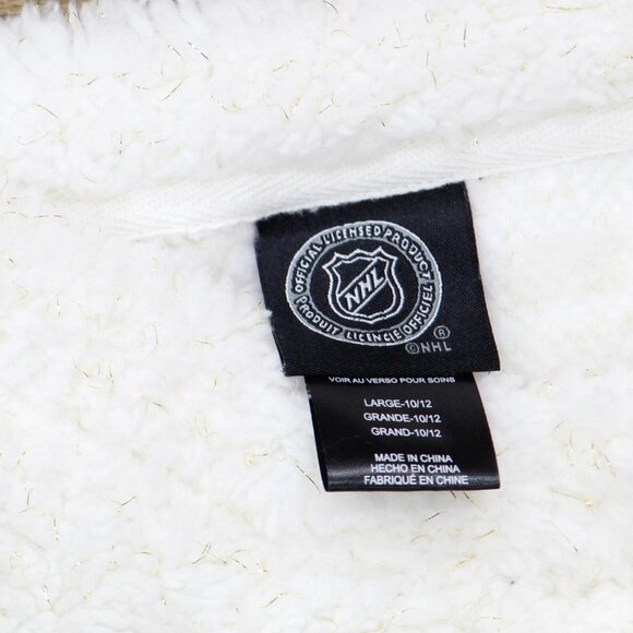 NWT NHL Blackhawks Girls Crew Neck Poly Gold Lurex Sweatshirt White Gold L - Picture 4 of 4